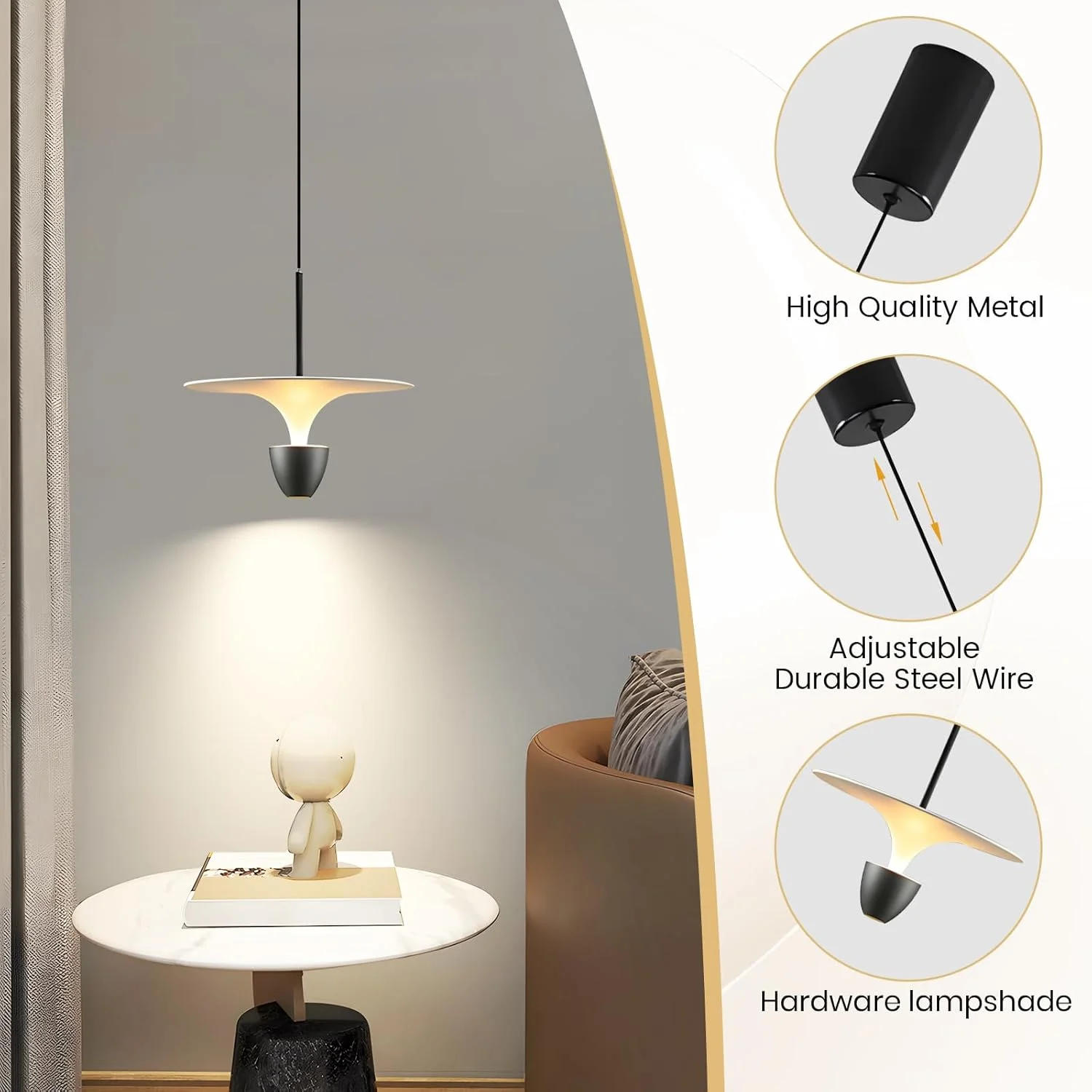 چراغ آویز ال ای دی مدرن YATAI، چراغ آویز شیشه ای مشکی 10 وات، چراغ آویز ال ای دی با ارتفاع قابل تنظیم، 4500K نور سفید گرم برای میز ناهار خوری، جزیره آشپزخانه و اتاق خواب چراغ آویز ال ای دی مدرن YATAI، چراغ آویز شیشه ای مشکی 10 وات، چراغ آویز ال ای دی با ارتفاع قابل تنظیم، 4500K نور سفید گرم برای میز ناهار خوری، جزیره آشپزخانه و اتاق خواب