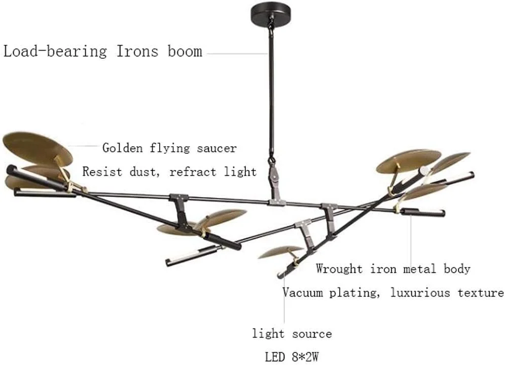 لوستر یون‌ژی - لوستر ال‌ای‌دی، آویز تزئینی پروانه‌ای طلایی مدرن با ۸ شاخه، چراغ آویز خلاقانه برای اتاق ناهارخوری، اتاق نشیمن و اتاق نمونه