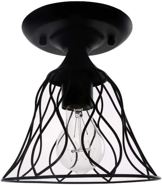 لوستر YUNZHI - چراغ آویز آهنی، روکش بلندگوی سبک صنعتی یکپارچهسازی با سیستمعامل لوستر تک سر، لامپ آویز تزئینی راهرو کافه رستوران، لوستر E27