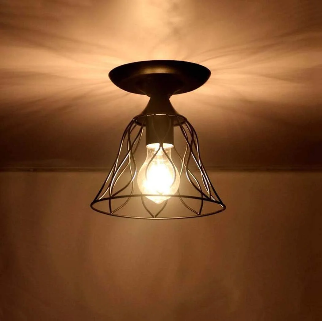 لوستر YUNZHI - چراغ آویز آهنی، روکش بلندگوی سبک صنعتی یکپارچهسازی با سیستمعامل لوستر تک سر، لامپ آویز تزئینی راهرو کافه رستوران، لوستر E27