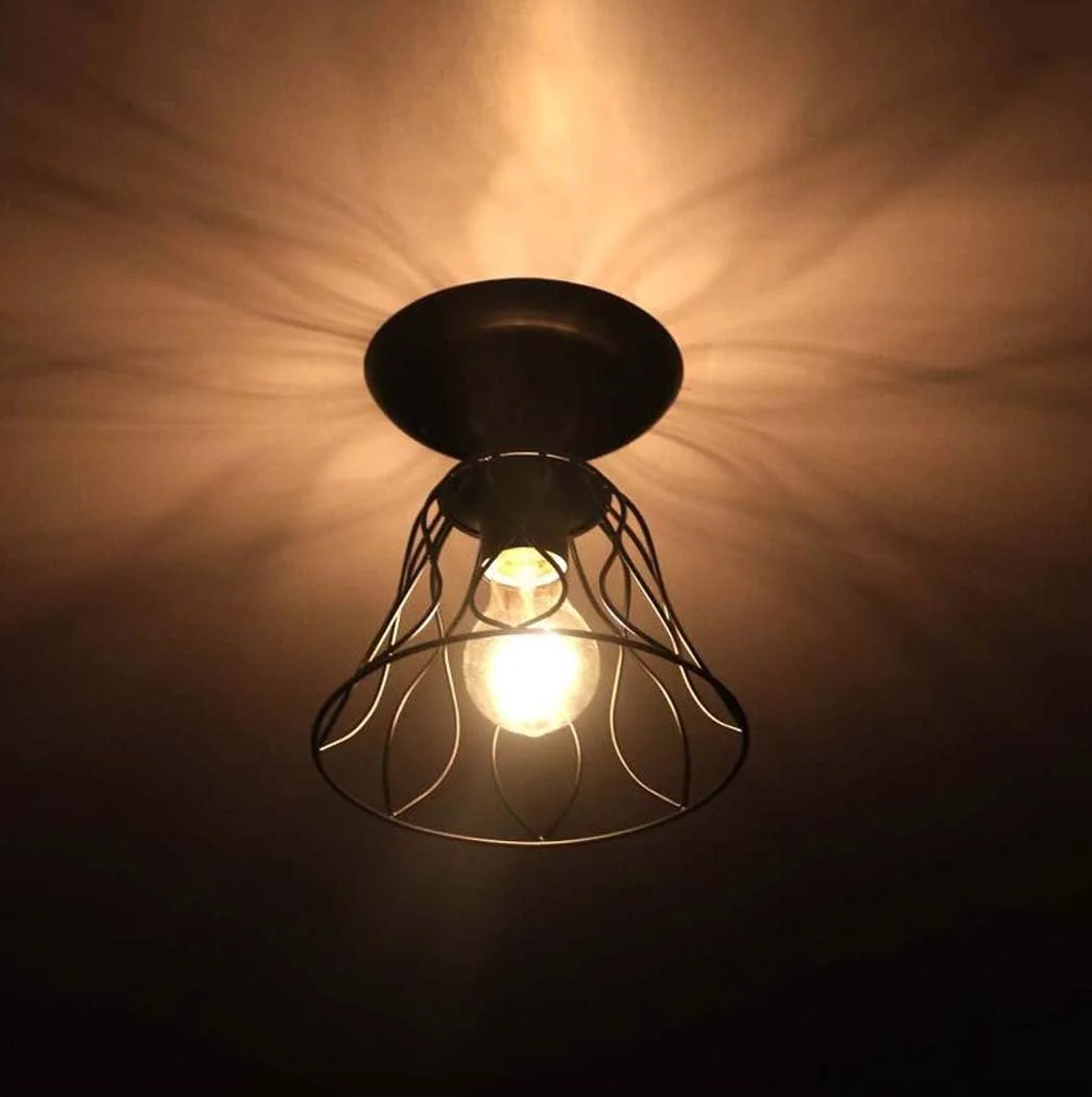 لوستر YUNZHI - چراغ آویز آهنی، روکش بلندگوی سبک صنعتی یکپارچهسازی با سیستمعامل لوستر تک سر، لامپ آویز تزئینی راهرو کافه رستوران، لوستر E27