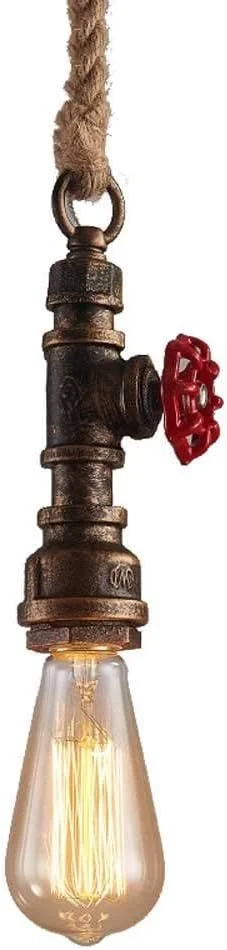 چراغ آویز تک شعله رترو ZHou با طناب، لوستر لوله آهنی، چراغ سقفی صنعتی E27 ادیسون، لوستر روشنایی تزئینی چراغ آویز تک شعله رترو ZHou با طناب، لوستر لوله آهنی، چراغ سقفی صنعتی E27 ادیسون، لوستر روشنایی تزئینی