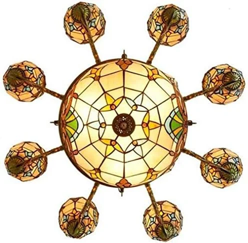 لوستر - چراغ آویز وینتیج، لوستر شیشه ای باروک اروپایی، بار، باشگاه، اتاق نشیمن، ویلا، دو لایه 12 شاخه، چراغ آویز تزئینی E27 بدون منبع نور