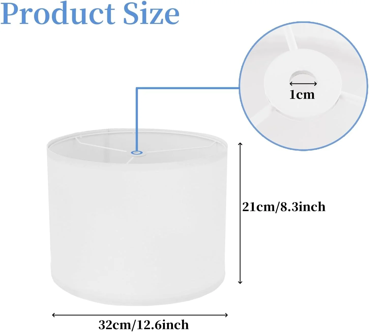 کلاهک آباژور Filltown برای آباژورهای رومیزی، کلاهک استوانه ای 32 سانتی متر قطر در 21 سانتی متر ارتفاع، کلاهک چراغ خواب، مناسب برای آباژورهای ایستاده، بدون نیاز به چنگک، 2 عدد - سفید
