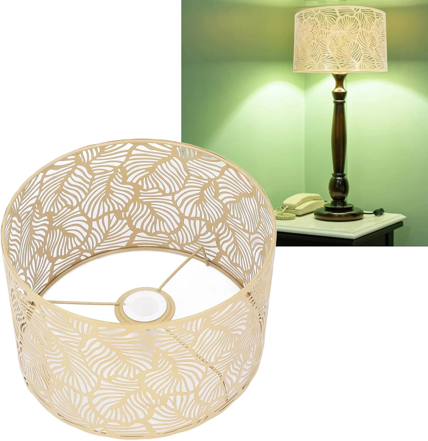 آباژور فلزی مدرن توخالی DAUB برای لامپ های E14 E27، 25x16 سانتی متر، لوازم جانبی چراغ آباژور برای چراغ رومیزی، چراغ ایستاده، لوستر، چراغ دیواری (طلایی)