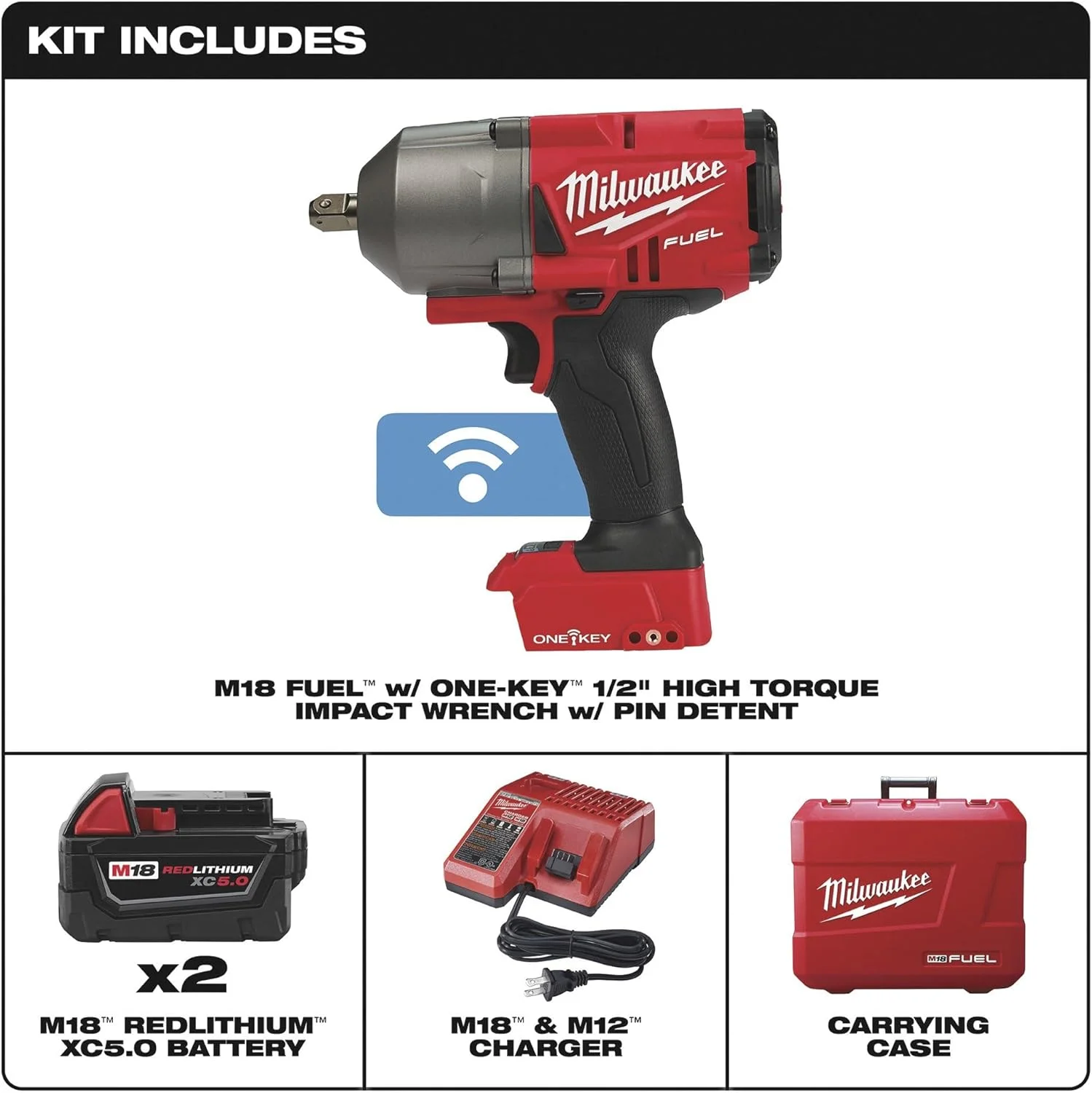آچار بکس ضربه ای میلواکی، بی سیم، جمع و جور، 18 ولت DC آچار بکس ضربه ای میلواکی، بی سیم، جمع و جور، 18 ولت DC
