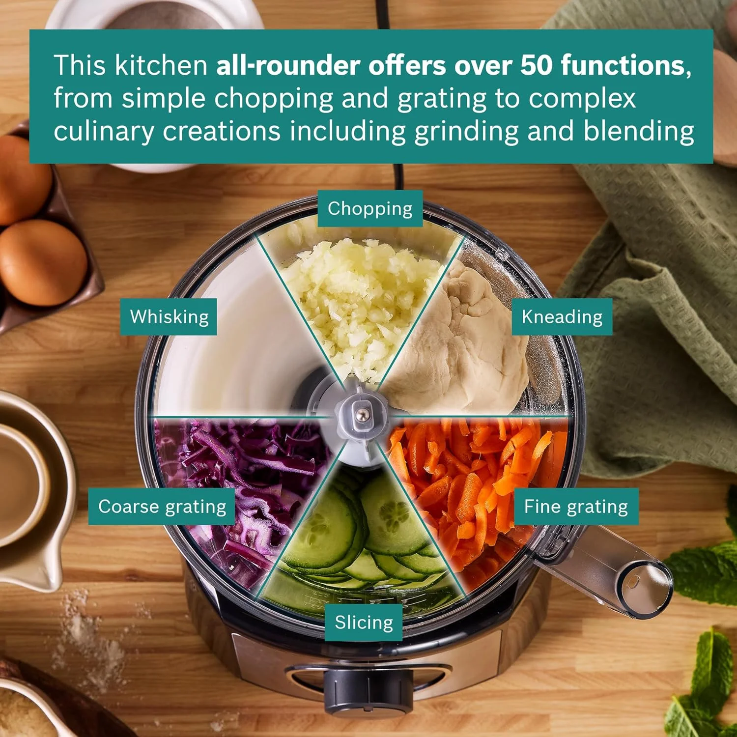 غذاساز بوش 800 وات، غذاساز با آسیاب مخلوط کن، خردکن سبزیجات، مخلوط کن و موارد دیگر، ساخت اروپا MCM3501MGB