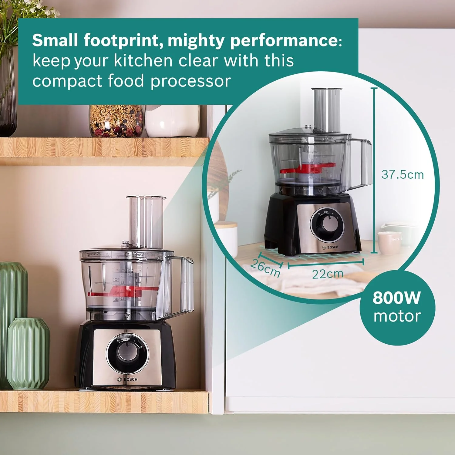 غذاساز بوش 800 وات، غذاساز با آسیاب مخلوط کن، خردکن سبزیجات، مخلوط کن و موارد دیگر، ساخت اروپا MCM3501MGB