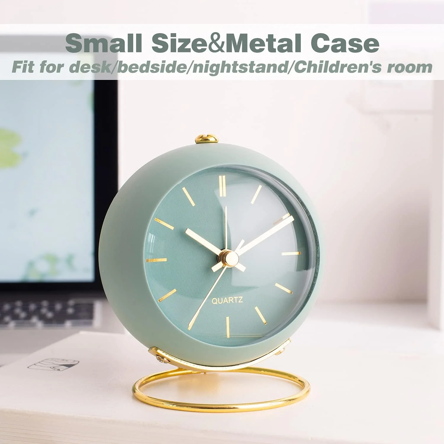 ساعت رومیزی زنگ دار با باتری، ساعت کوچک آنالوگ بدون صدا، ساعت زنگ دار رومیزی با صدای بلند برای کنار تخت/اتاق خواب/آشپزخانه/دفتر/مسافرت/کودکان/دکوراسیون داخلی (سبز) ساعت رومیزی زنگ دار با باتری، ساعت کوچک آنالوگ بدون صدا، ساعت زنگ دار رومیزی با صدای بلند برای کنار تخت/اتاق خواب/آشپزخانه/دفتر/مسافرت/کودکان/دکوراسیون داخلی (سبز)