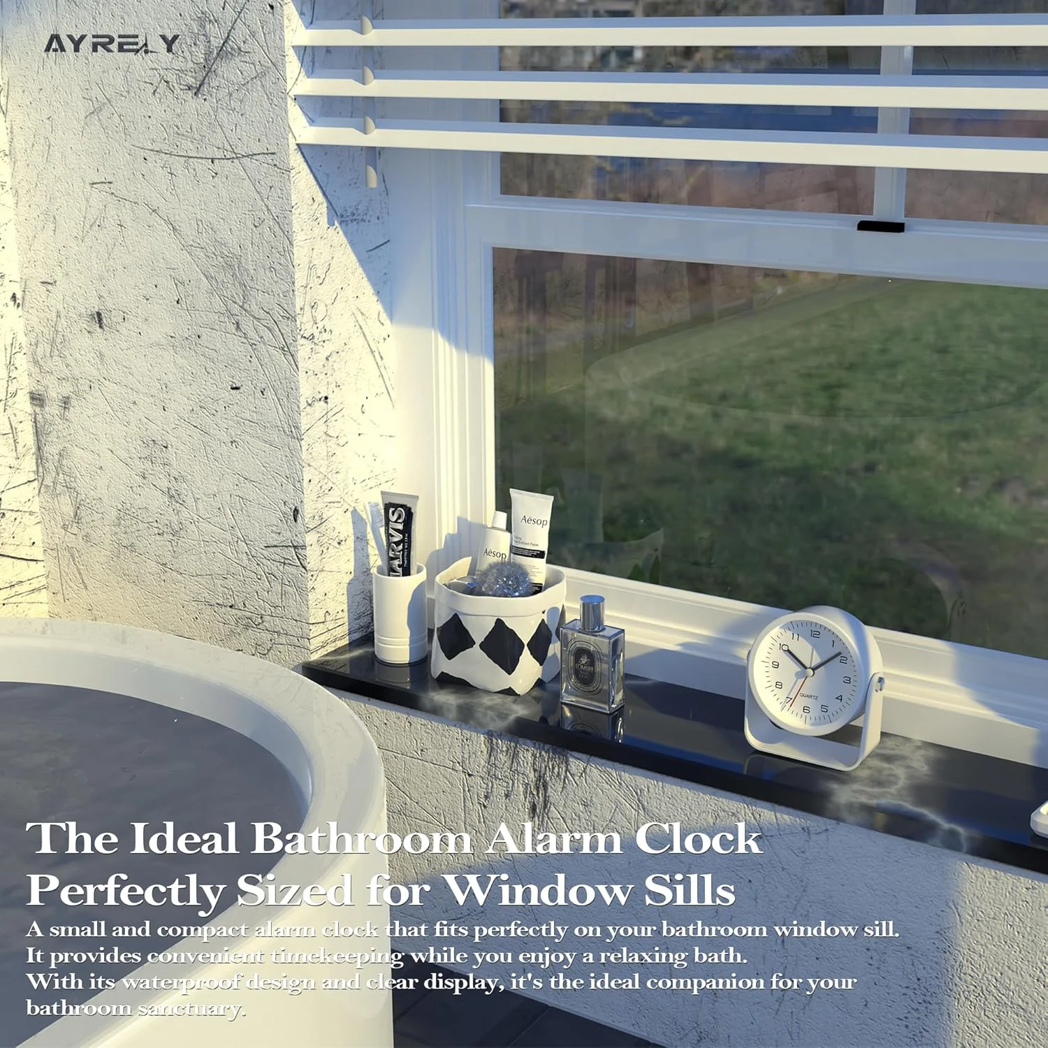 ساعت زنگ دار آنالوگ کوچک 3.5 اینچی، ساعت رومیزی با باتری، ساعت رومیزی زیبا با نور، زاویه قابل تنظیم برای مسافرت، کنار تخت، اتاق خواب، دکوراسیون اتاق نشیمن (سفید)