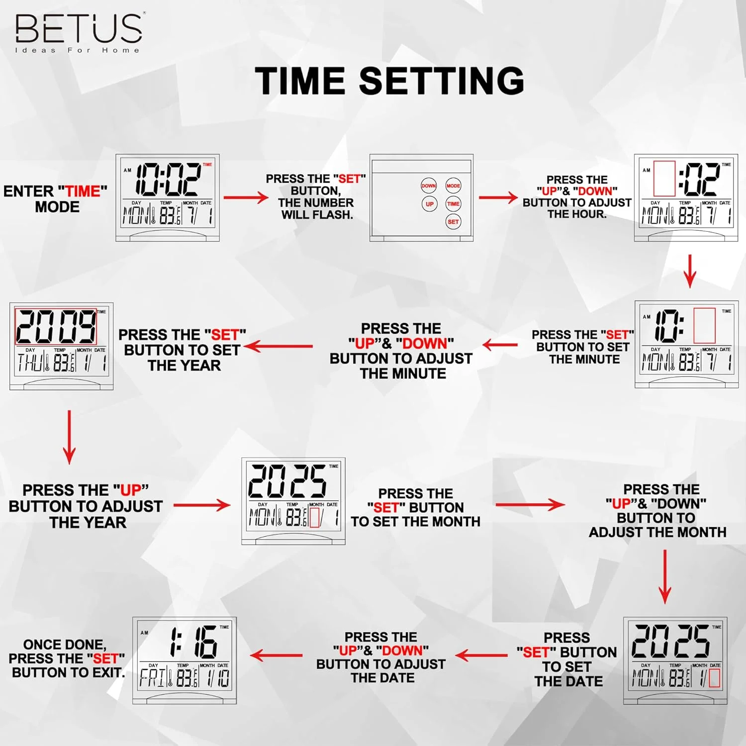 ساعت رومیزی تاشو دیجیتال مسافرتی بتوس با تقویم، دما و تایمر، صفحه نمایش LCD با حالت تعویق زنگ، نمایش اعداد بزرگ، کارکرد با باتری، ساعت رومیزی جمع و جور برای تمام سنین (نقره ای) ساعت رومیزی تاشو دیجیتال مسافرتی بتوس با تقویم، دما و تایمر، صفحه نمایش LCD با حالت تعویق زنگ، نمایش اعداد بزرگ، کارکرد با باتری، ساعت رومیزی جمع و جور برای تمام سنین (نقره ای)