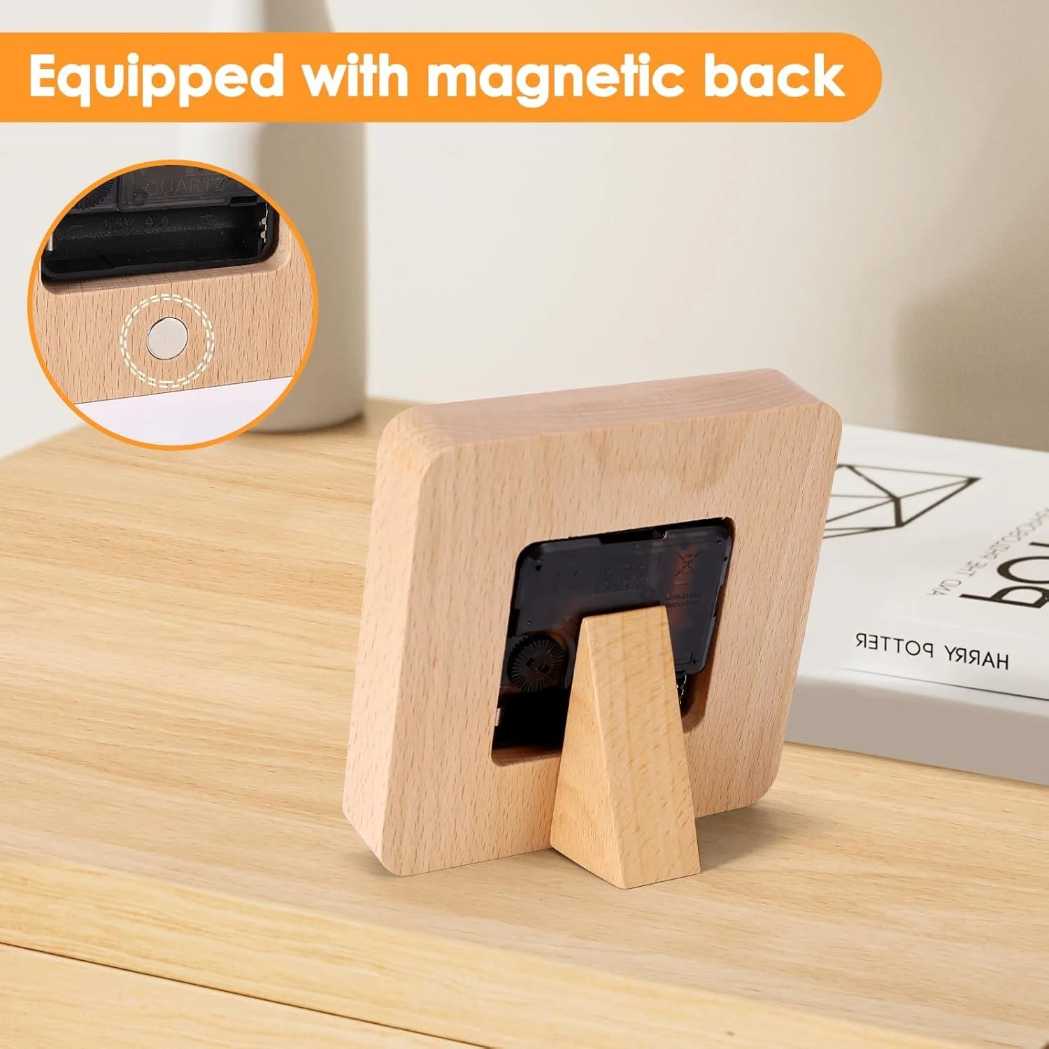 ساعت رومیزی چوبی بی صدا BIGTHREE، ساعت آنالوگ چوبی، ساعت رومیزی مدرن مینیمالیستی برای اتاق نشیمن، دفتر کار و اتاق خواب، ساعت کنار تختی غیر تیک تاکی، با باتری کار می کند، دکور رومیزی شیک