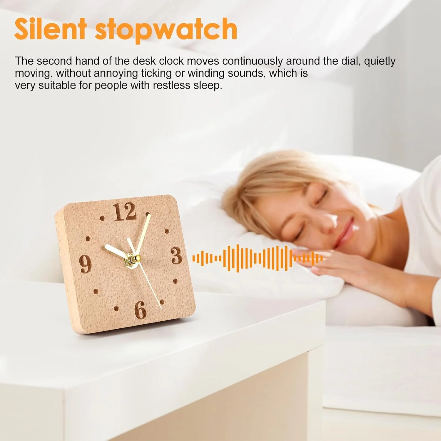 ساعت رومیزی چوبی بی صدا BIGTHREE، ساعت آنالوگ چوبی، ساعت رومیزی مدرن مینیمالیستی برای اتاق نشیمن، دفتر کار و اتاق خواب، ساعت کنار تختی غیر تیک تاکی، با باتری کار می کند، دکور رومیزی شیک