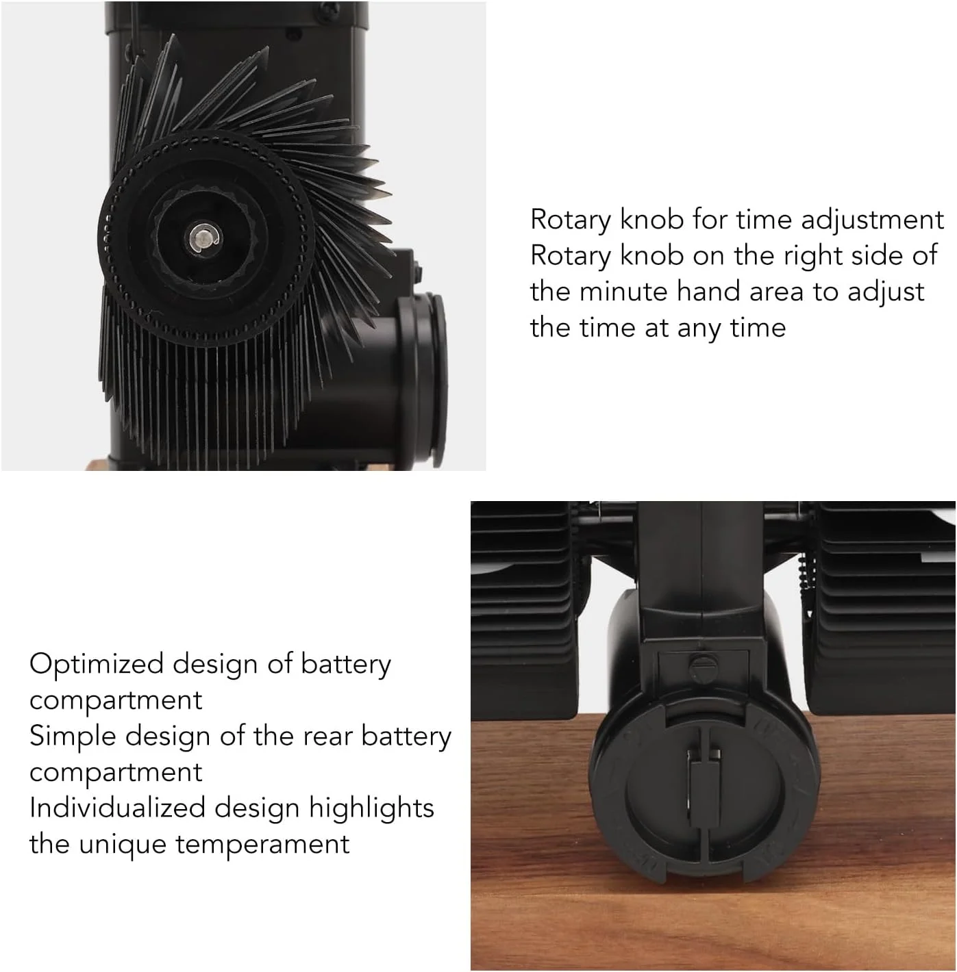 ساعت رومیزی دیجیتال BROLEO با طراحی کلاسیک و اعداد بزرگ، مناسب برای منزل، دفتر کار، مدرسه و هتل (مشکی)