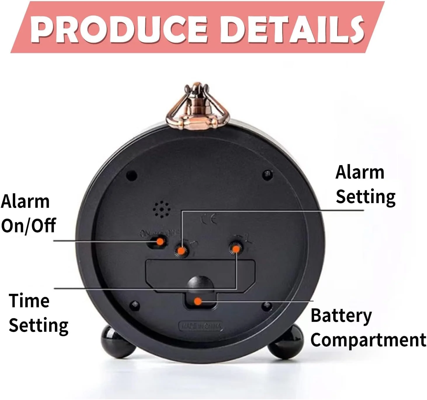 ساعت زنگ دار آنالوگ قدیمی BIGTHREE، ساعت رومیزی، ساعت کنار تختی، ساعت رومیزی خلاقانه بی صدا، ساعت دیجیتال بدون تیک تاک با حرکت کوارتز با باتری، لنز شیشه ای HD