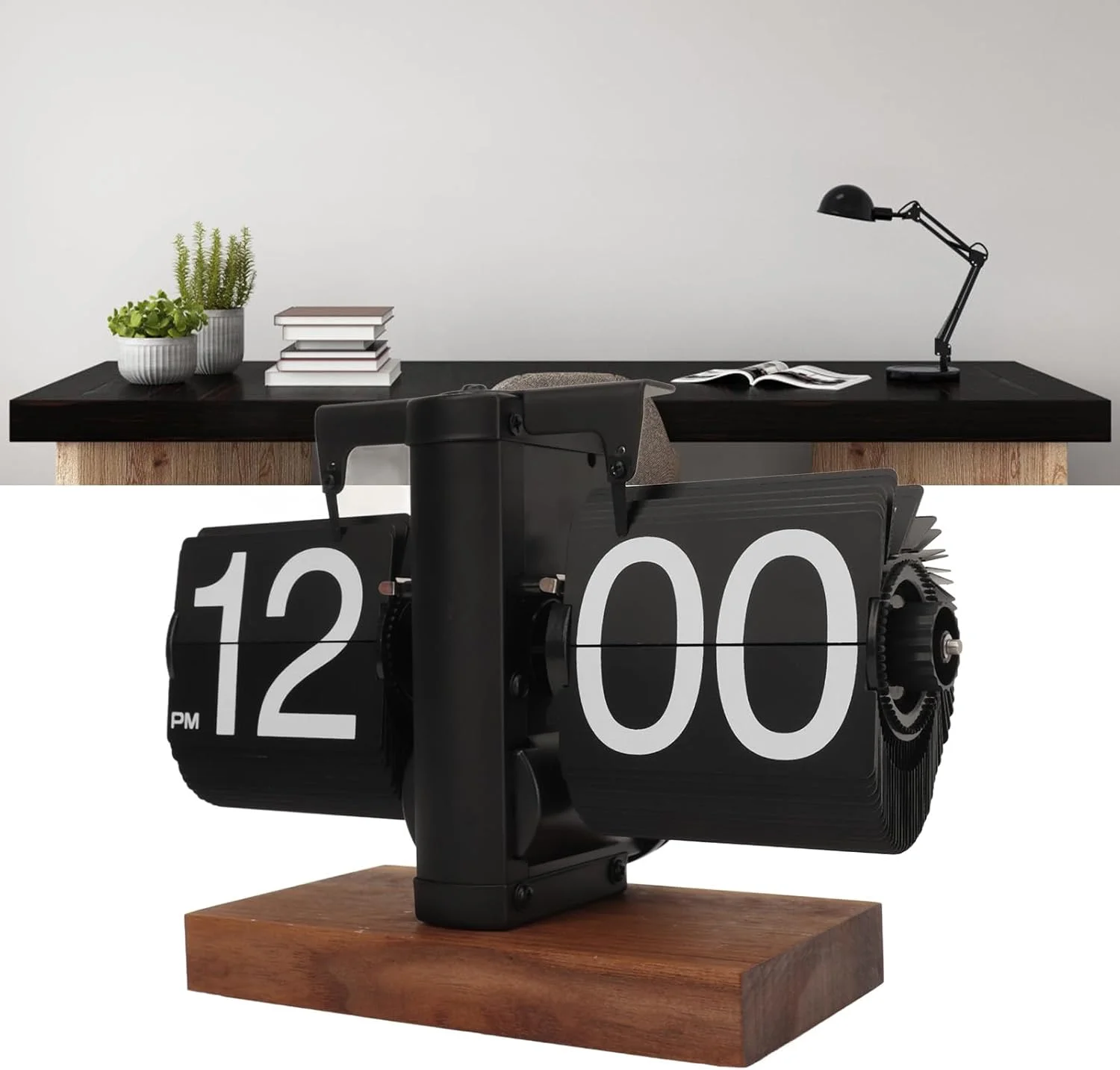 ساعت رومیزی پلّه‌ای با طراحی قدیمی، ساعت رومیزی پلّه‌ای خودکار، نمایشگر دیجیتال مکانیکی کلاسیک با باتری، ساعت پلّه‌ای مدرن دیجیتال مکانیکی با طراحی قدیمی ۱۲ ساعته برای