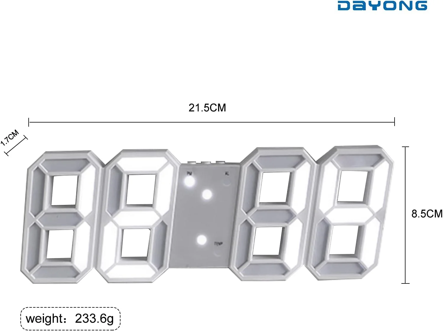 ساعت رومیزی/دیواری دیجیتال LED سه بعدی DAYONG، چراغ خواب و زنگ هشدار مناسب منزل، اتاق نشیمن و اداره