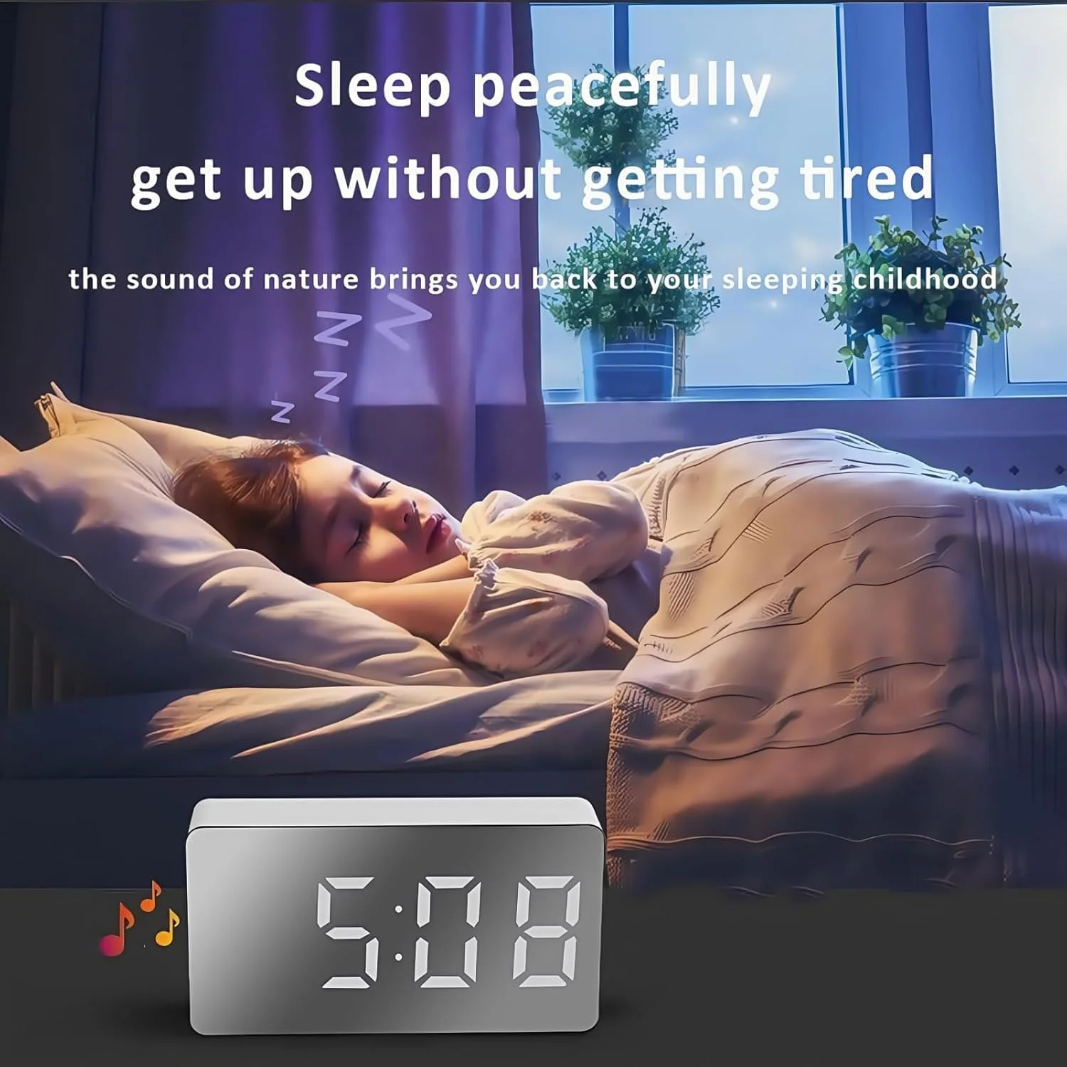 ساعت زنگ دار دیجیتال Azonee، ساعت زنگ دار مسافرتی کوچک با صفحه نمایش LED کوچک، نمایشگر دما، با باتری کار می کند، ایده آل برای استفاده در اتاق خواب و میز، قابل حمل و شیک (سفید)