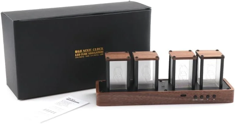 ساعت رومیزی لوله نیکسی برای تزئین اتاق، ساعت رومیزی لوله دیجیتال، ساعت LED چوبی مدرن رترو، RGB سفارشی تمام رنگی، نمایشگر 12/24 ساعته، پشتیبانی از همگام سازی زمان Wi-Fi، 4 عدد RGB ساعت رومیزی لوله نیکسی برای تزئین اتاق، ساعت رومیزی لوله دیجیتال، ساعت LED چوبی مدرن رترو، RGB سفارشی تمام رنگی، نمایشگر 12/24 ساعته، پشتیبانی از همگام سازی زمان Wi-Fi، 4 عدد RGB