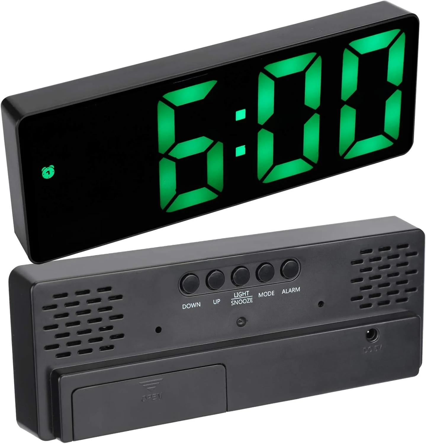 ساعت زنگ دار دیجیتال Cryfokt، ساعت الکترونیکی LED با پورت USB، ساعت رومیزی بی صدا، ساعت های الکتریکی فعال با صدا برای دفتر، خانه، کودکان، سالمندان، افراد با خواب سنگین