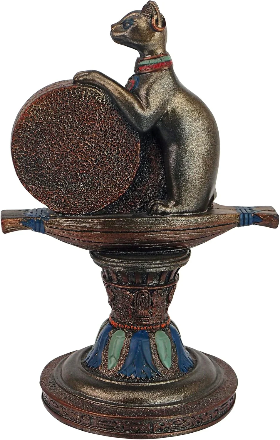 مجسمه ساعت رومیزی الهه باستت مصری دیزاین توسکانو مدل QL2095، 6 اینچ، طرح برنز مصنوعی مجسمه ساعت رومیزی الهه باستت مصری دیزاین توسکانو مدل QL2095، 6 اینچ، طرح برنز مصنوعی