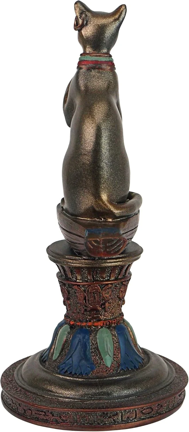 مجسمه ساعت رومیزی الهه باستت مصری دیزاین توسکانو مدل QL2095، 6 اینچ، طرح برنز مصنوعی مجسمه ساعت رومیزی الهه باستت مصری دیزاین توسکانو مدل QL2095، 6 اینچ، طرح برنز مصنوعی