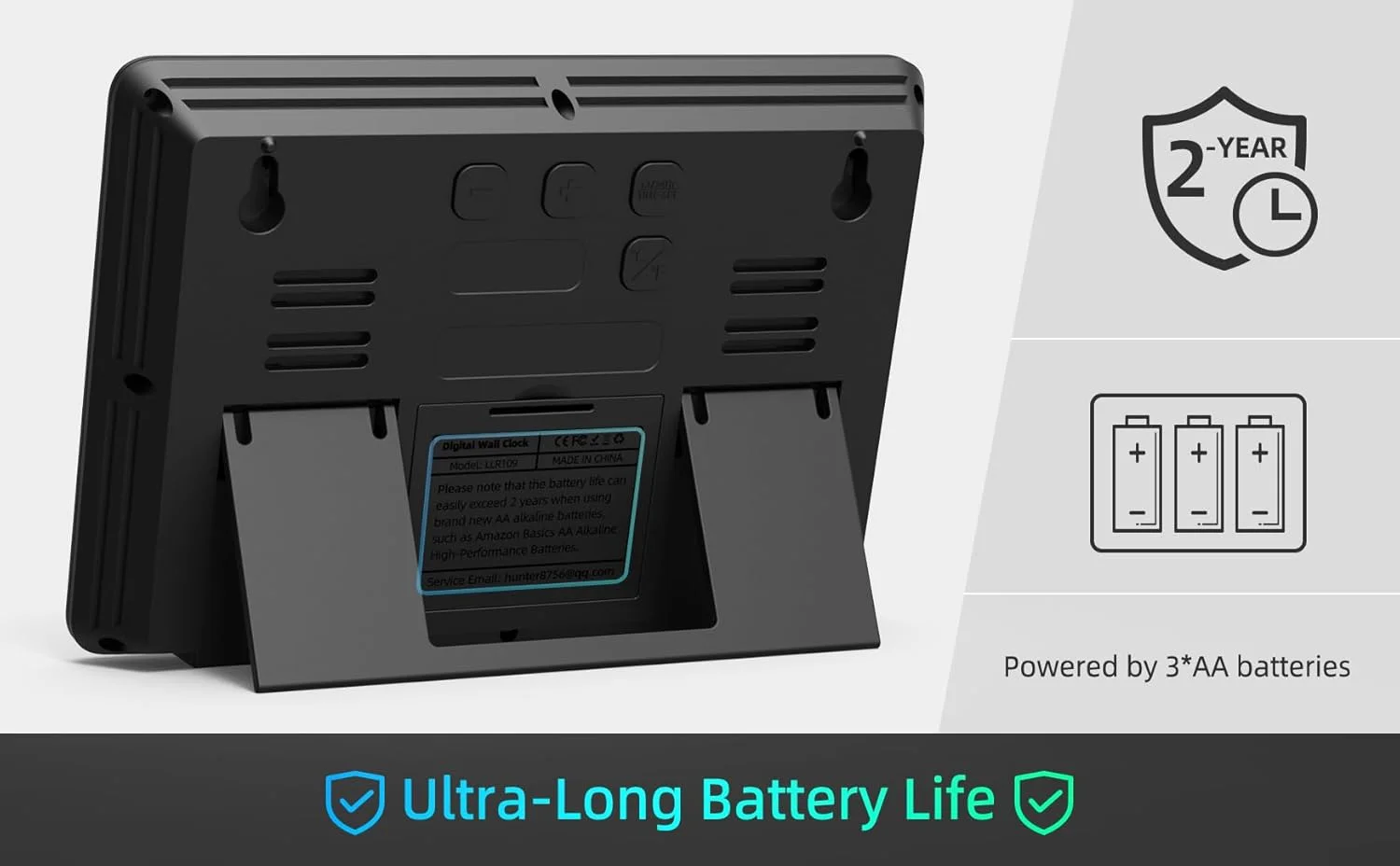 ساعت دیواری دیجیتال با باتری، ساعت دیواری کوچک 8 اینچی با صفحه نمایش بزرگ، دما و تاریخ | ساعت رومیزی ساده | ساعت دیجیتال دیواری بی صدا برای اتاق خواب، آشپزخانه، اتاق نشیمن، دفتر