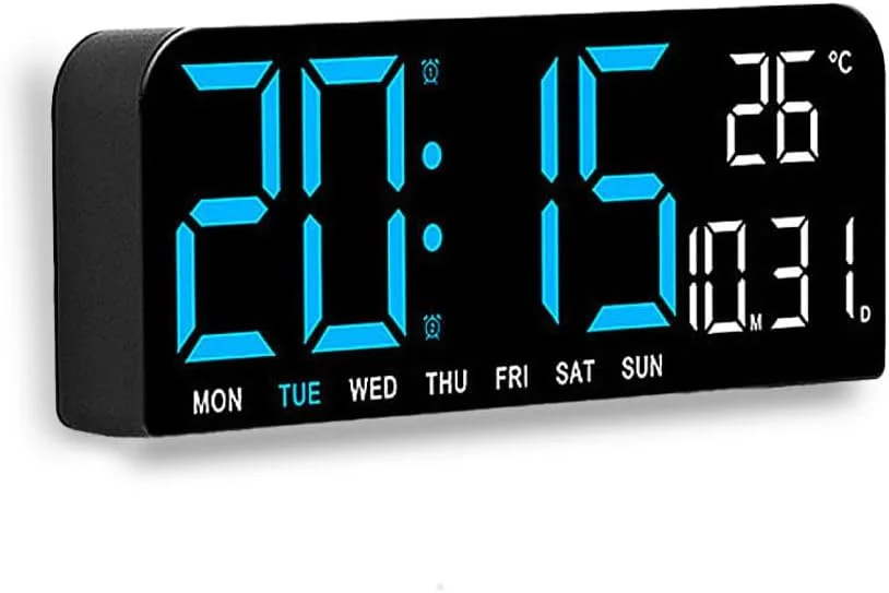 ساعت زنگ دار دیجیتال برای اتاق خواب، ساعت دیجیتال با صفحه نمایش بزرگ برای اتاق خانواده، پسران و دختران، ساعت دیواری دیجیتال نمایشگر تاریخ و دما (24×3×9 سانتی متر) ساعت زنگ دار دیجیتال برای اتاق خواب، ساعت دیجیتال با صفحه نمایش بزرگ برای اتاق خانواده، پسران و دختران، ساعت دیواری دیجیتال نمایشگر تاریخ و دما (24×3×9 سانتی متر)