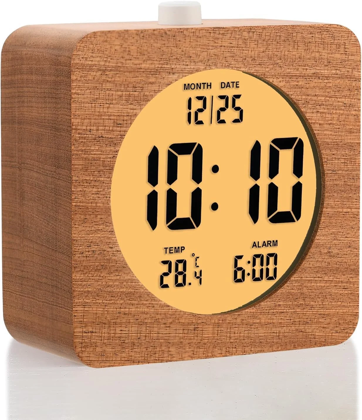 ساعت زنگ دار دیجیتال چوبی، ساعت رومیزی برقی با اعداد بزرگ، ساعت زنگ دار 4 اینچی با باتری با عملکرد چرت زدن و چراغ شب، ساعت رومیزی LCD الکترونیکی نمایش زمان، تاریخ، دما، 12/24 ساعته ساعت زنگ دار دیجیتال چوبی، ساعت رومیزی برقی با اعداد بزرگ، ساعت زنگ دار 4 اینچی با باتری با عملکرد چرت زدن و چراغ شب، ساعت رومیزی LCD الکترونیکی نمایش زمان، تاریخ، دما، 12/24 ساعته
