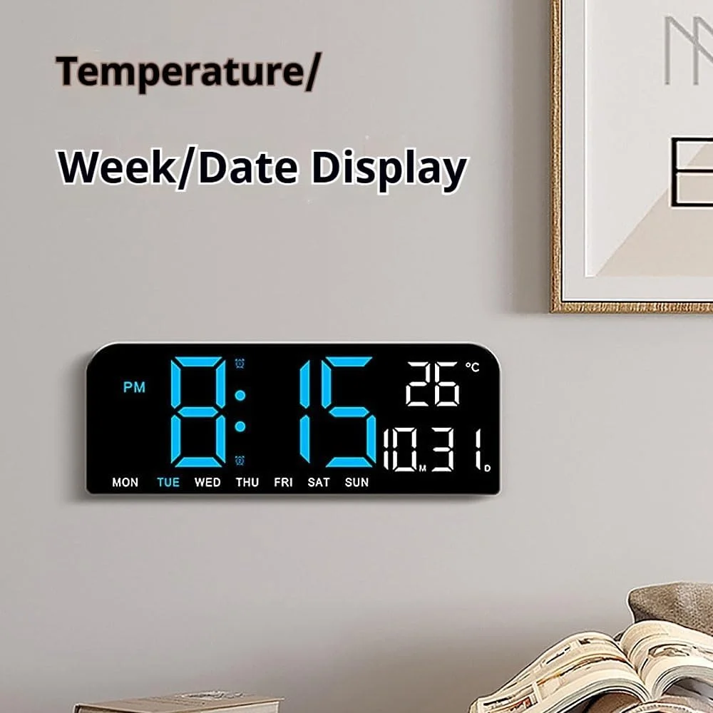 ساعت زنگ دار دیجیتال برای اتاق خواب، ساعت دیجیتال با صفحه نمایش بزرگ برای اتاق خانواده، پسران و دختران، ساعت دیواری دیجیتال نمایشگر تاریخ و دما (24×3×9 سانتی متر) ساعت زنگ دار دیجیتال برای اتاق خواب، ساعت دیجیتال با صفحه نمایش بزرگ برای اتاق خانواده، پسران و دختران، ساعت دیواری دیجیتال نمایشگر تاریخ و دما (24×3×9 سانتی متر)
