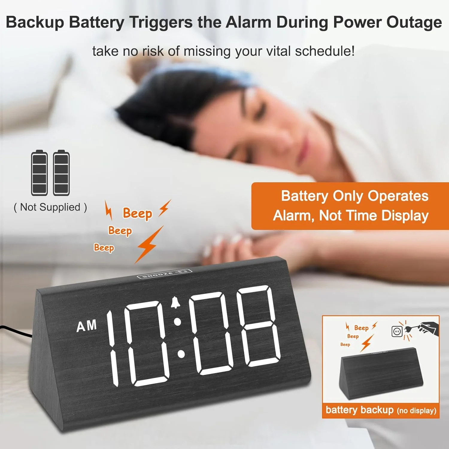 ساعت زنگ دار دیجیتال چوبی DreamSky برای اتاق خواب - ساعت رومیزی برقی با اعداد بزرگ، پورت USB، زنگ هشدار بلند برای افراد با خواب سنگین، تنظیم صدا، دیمر، تعویق، DST، 12/24 ساعته، هدیه دکوری چوبی ساعت زنگ دار دیجیتال چوبی DreamSky برای اتاق خواب - ساعت رومیزی برقی با اعداد بزرگ، پورت USB، زنگ هشدار بلند برای افراد با خواب سنگین، تنظیم صدا، دیمر، تعویق، DST، 12/24 ساعته، هدیه دکوری چوبی