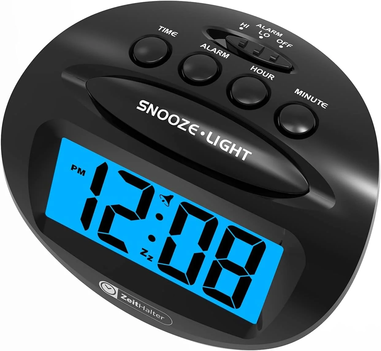 ساعت زنگ دار دیجیتال LCD اکسفور با باتری، نور پس زمینه آبی، حجم صدای زنگ افزایشی، ساعت پایه ساده برای اتاق خواب، میز، مسافرت