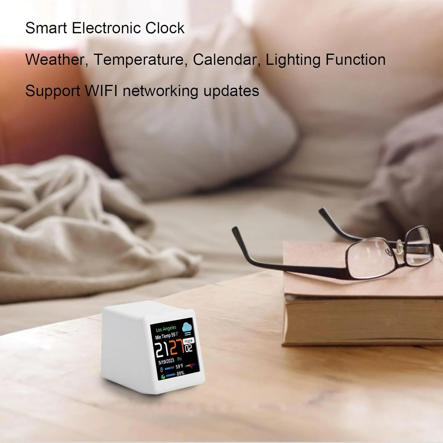 ساعت الکترونیکی رومیزی جمع و جور، ساعت ایستگاه هواشناسی هوشمند WiFi با نمایشگرهای آب و هوا، زمان، رطوبت و دما برای دفتر کار خانگی (gernie389cng1apr-12) ساعت الکترونیکی رومیزی جمع و جور، ساعت ایستگاه هواشناسی هوشمند WiFi با نمایشگرهای آب و هوا، زمان، رطوبت و دما برای دفتر کار خانگی (gernie389cng1apr-12)