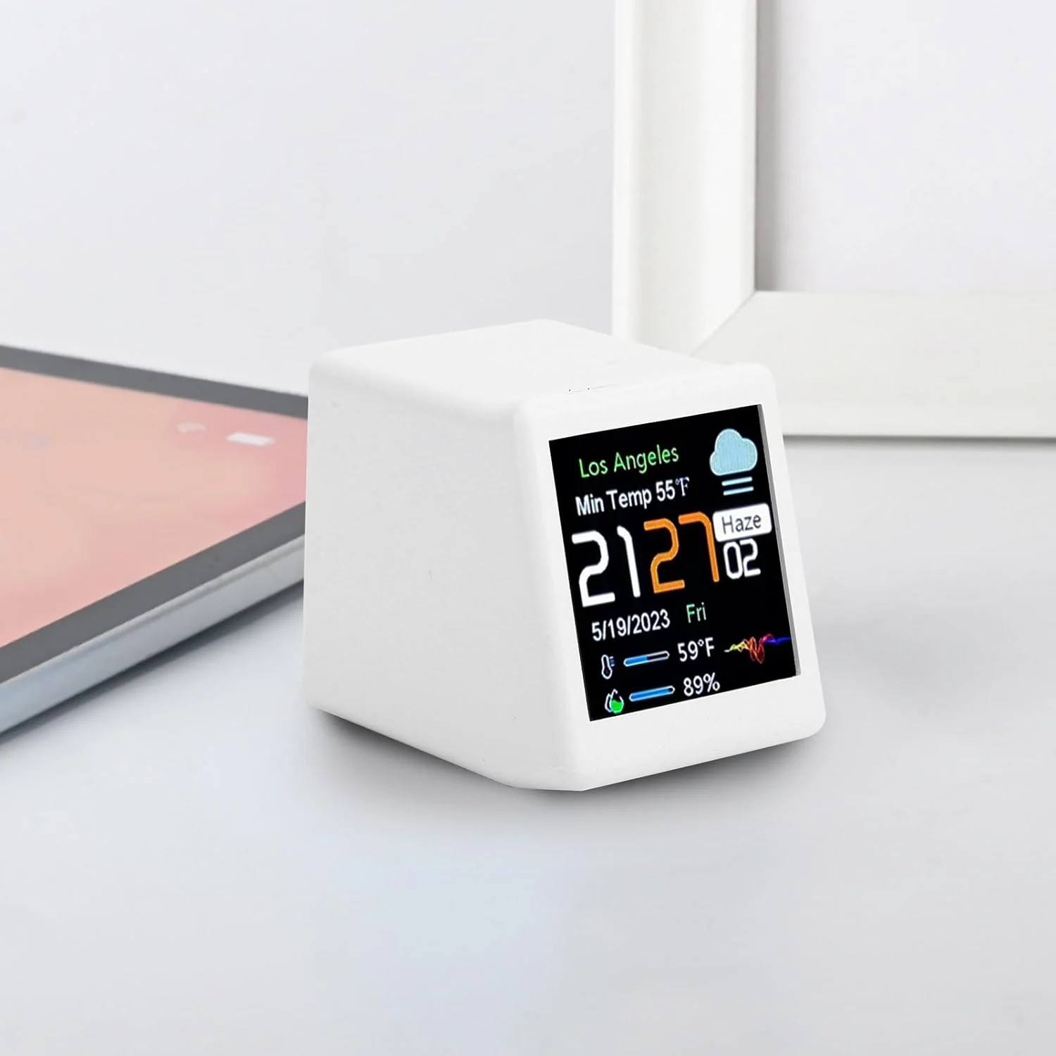 ساعت الکترونیکی رومیزی جمع و جور، ساعت ایستگاه هواشناسی هوشمند WiFi با نمایشگرهای آب و هوا، زمان، رطوبت و دما برای دفتر کار خانگی (gernie389cng1apr-12) ساعت الکترونیکی رومیزی جمع و جور، ساعت ایستگاه هواشناسی هوشمند WiFi با نمایشگرهای آب و هوا، زمان، رطوبت و دما برای دفتر کار خانگی (gernie389cng1apr-12)