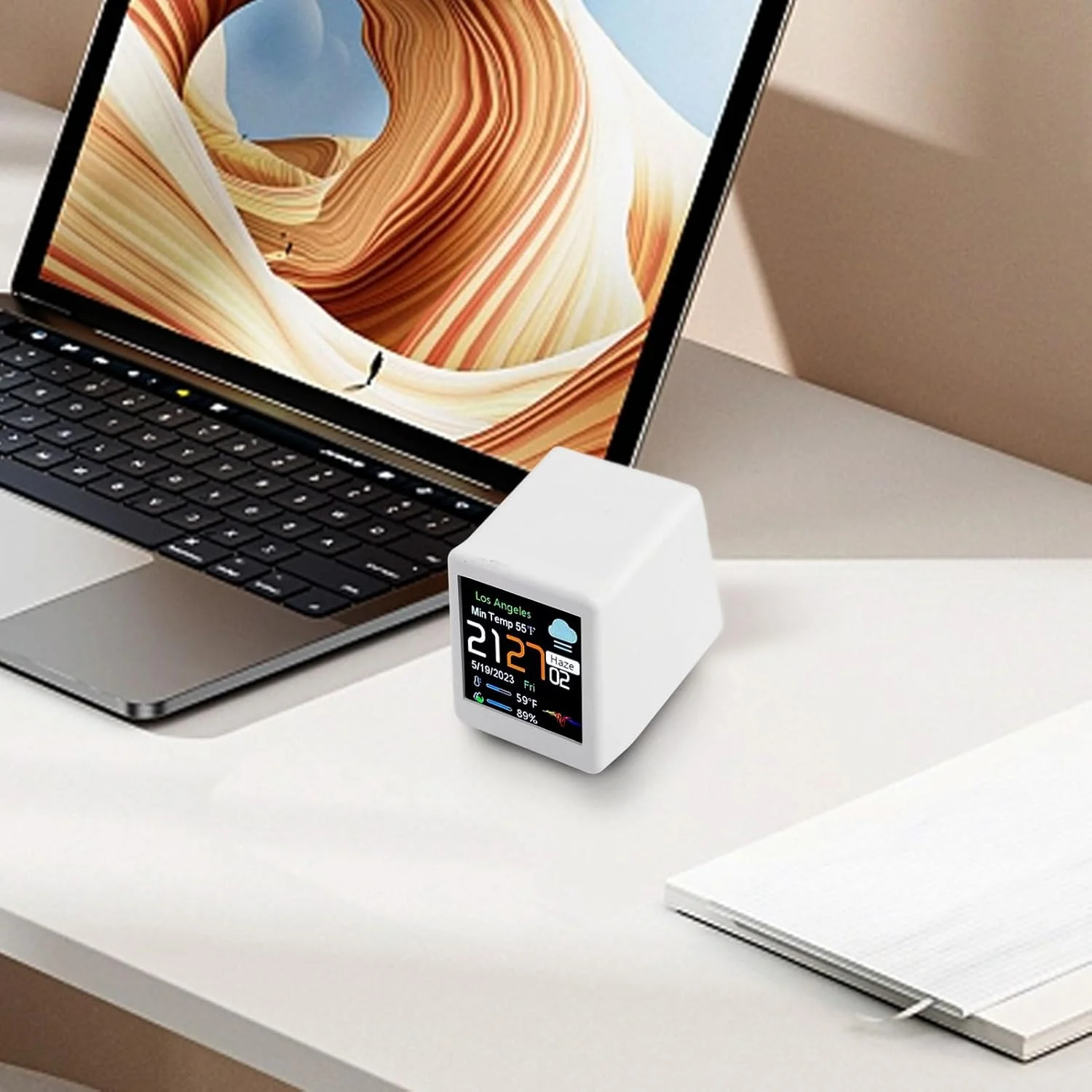 ساعت الکترونیکی رومیزی جمع و جور، ساعت هوشمند ایستگاه هواشناسی WiFi با نمایشگر آب و هوا، زمان، رطوبت و دما برای دفتر کار خانگی (gernie389cng1apr-12) ساعت الکترونیکی رومیزی جمع و جور، ساعت هوشمند ایستگاه هواشناسی WiFi با نمایشگر آب و هوا، زمان، رطوبت و دما برای دفتر کار خانگی (gernie389cng1apr-12)