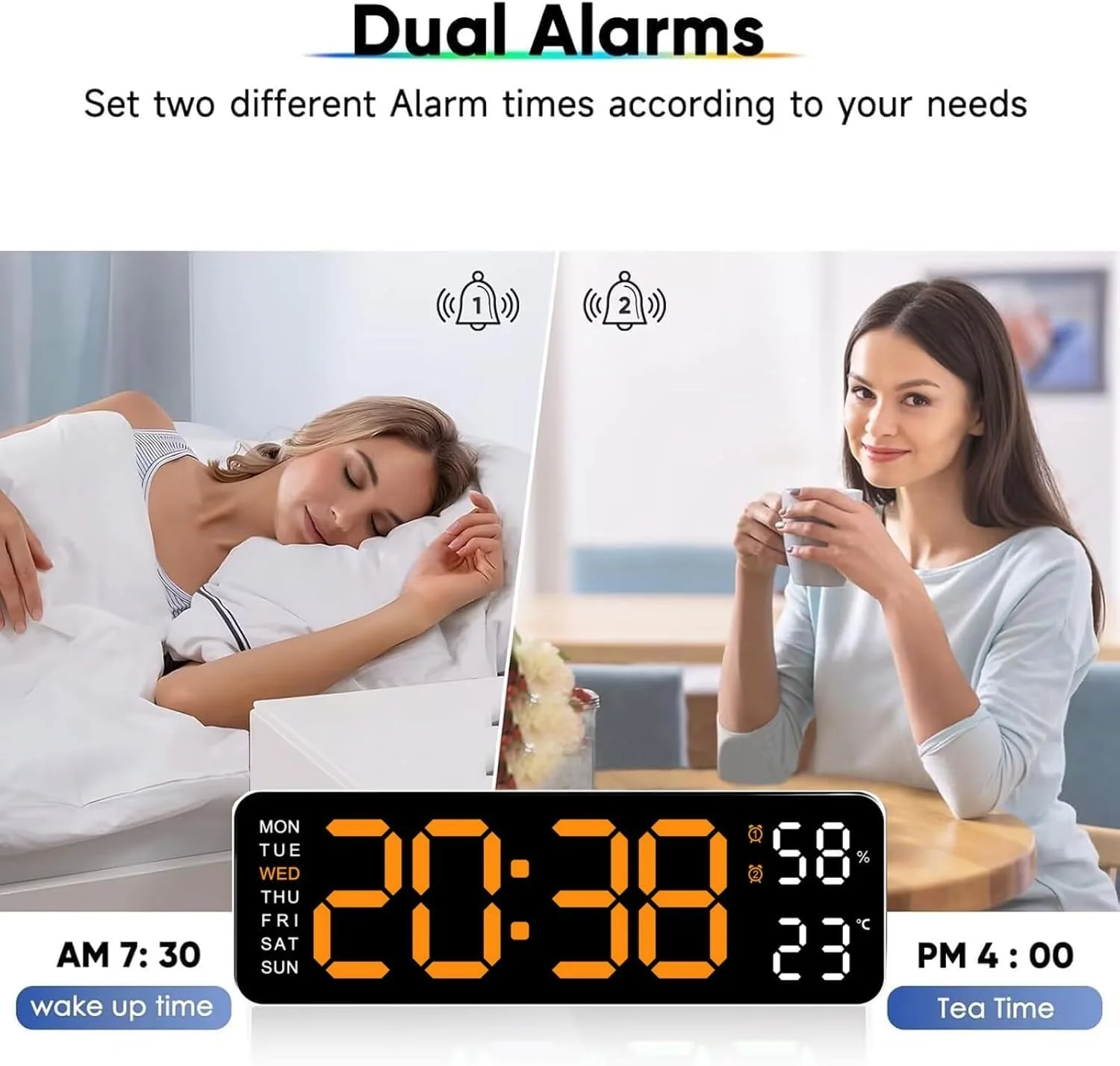 ساعت دیجیتال Fohome، ساعت زنگ دار دیجیتال LED برای اتاق خواب، ساعت دیواری با روشنایی، نمایشگر تاریخ و دما - 12/24H، ساعت رومیزی الکترونیکی بی صدا برای خانه، اتاق خواب، دفتر (نارنجی) ساعت دیجیتال Fohome، ساعت زنگ دار دیجیتال LED برای اتاق خواب، ساعت دیواری با روشنایی، نمایشگر تاریخ و دما - 12/24H، ساعت رومیزی الکترونیکی بی صدا برای خانه، اتاق خواب، دفتر (نارنجی)