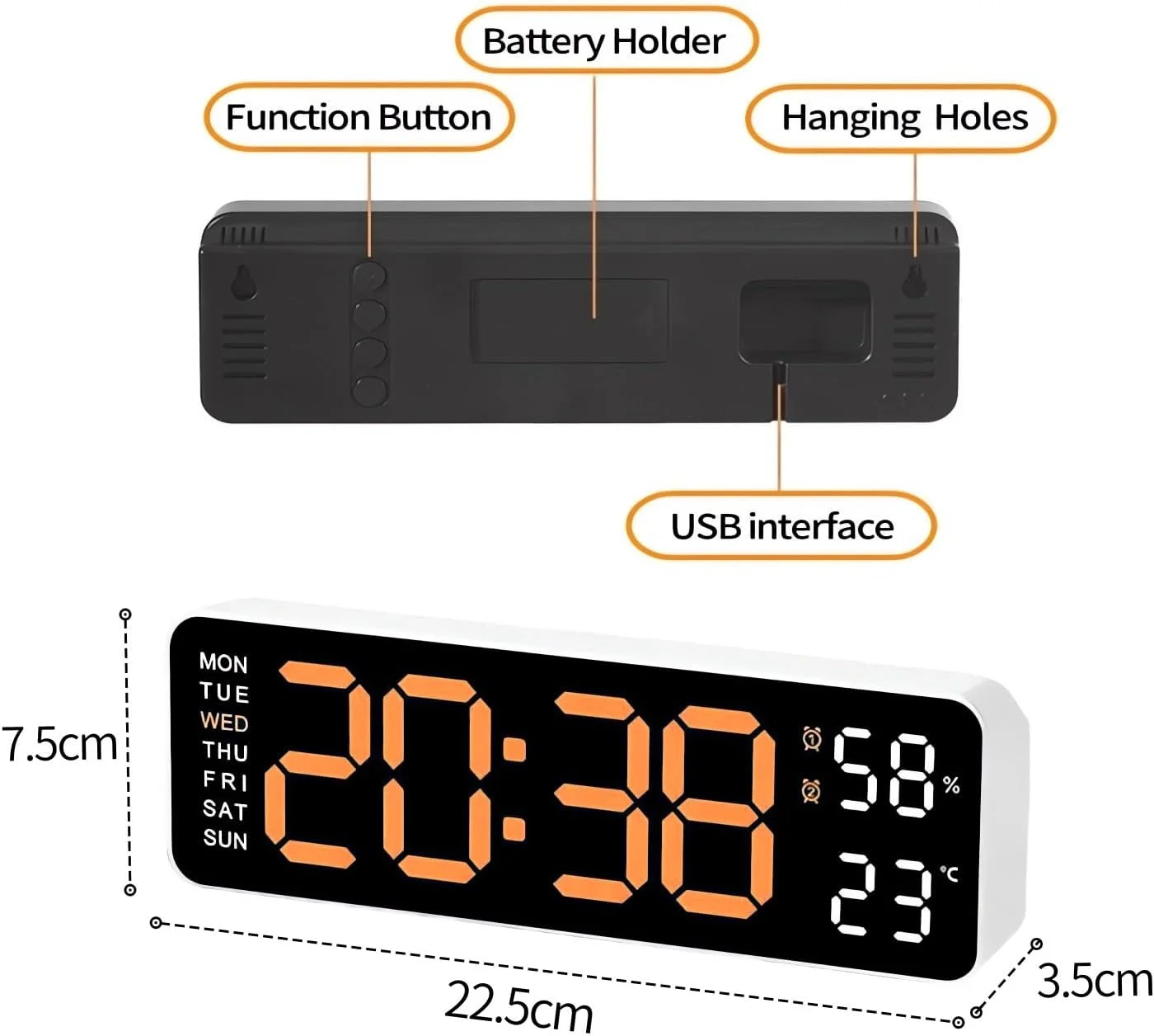 ساعت دیجیتال Fohome، ساعت زنگ دار دیجیتال LED برای اتاق خواب، ساعت دیواری با روشنایی، نمایشگر تاریخ و دما - 12/24H، ساعت رومیزی الکترونیکی بی صدا برای خانه، اتاق خواب، دفتر (نارنجی) ساعت دیجیتال Fohome، ساعت زنگ دار دیجیتال LED برای اتاق خواب، ساعت دیواری با روشنایی، نمایشگر تاریخ و دما - 12/24H، ساعت رومیزی الکترونیکی بی صدا برای خانه، اتاق خواب، دفتر (نارنجی)