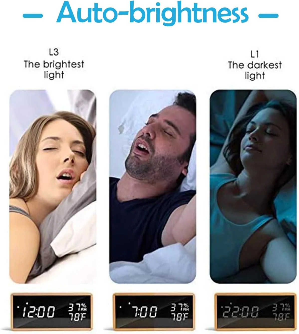 ساعت زنگ دار دیجیتال Excefore، ساعت دیجیتال چوبی کنار تخت، دما و رطوبت، 3 نوع روشنایی، کنترل صوتی هوشمند، ساعت زنگ دار برای اتاق خواب و دفتر ساعت زنگ دار دیجیتال Excefore، ساعت دیجیتال چوبی کنار تخت، دما و رطوبت، 3 نوع روشنایی، کنترل صوتی هوشمند، ساعت زنگ دار برای اتاق خواب و دفتر