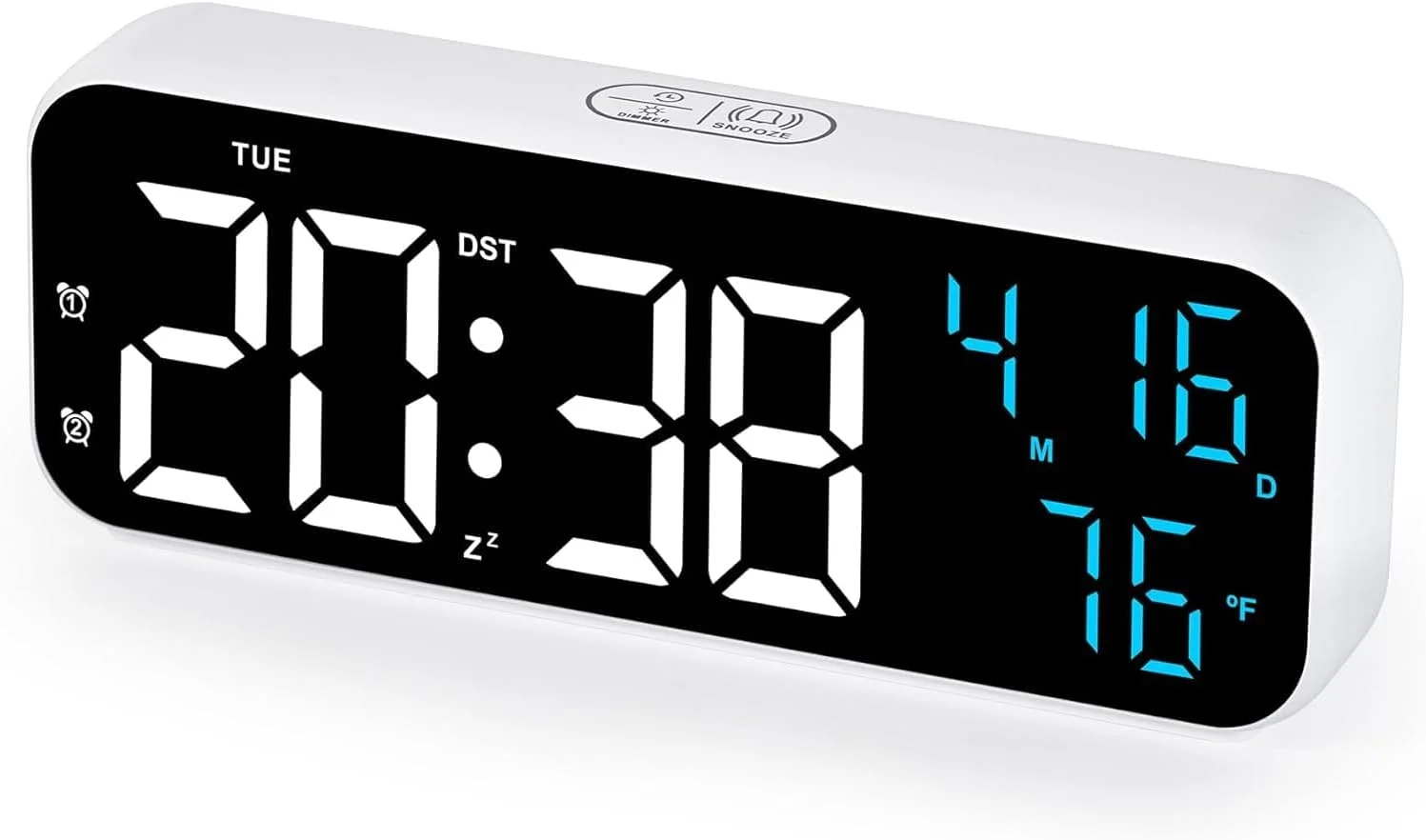 ساعت رومیزی Fohome با صفحه نمایش LED 7 اینچی، نمایشگر تاریخ/ماه/دما - 12/24 ساعته، مناسب برای خانه، اتاق خواب، دفتر کار