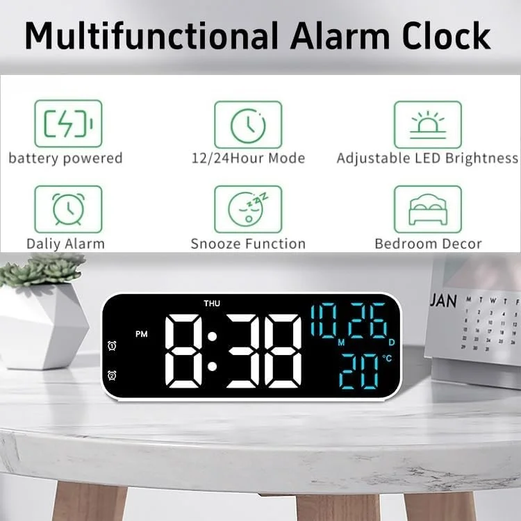 ساعت رومیزی Fohome با صفحه نمایش LED 7 اینچی، نمایشگر تاریخ/ماه/دما - 12/24 ساعته، مناسب برای خانه، اتاق خواب، دفتر کار ساعت رومیزی Fohome با صفحه نمایش LED 7 اینچی، نمایشگر تاریخ/ماه/دما - 12/24 ساعته، مناسب برای خانه، اتاق خواب، دفتر کار