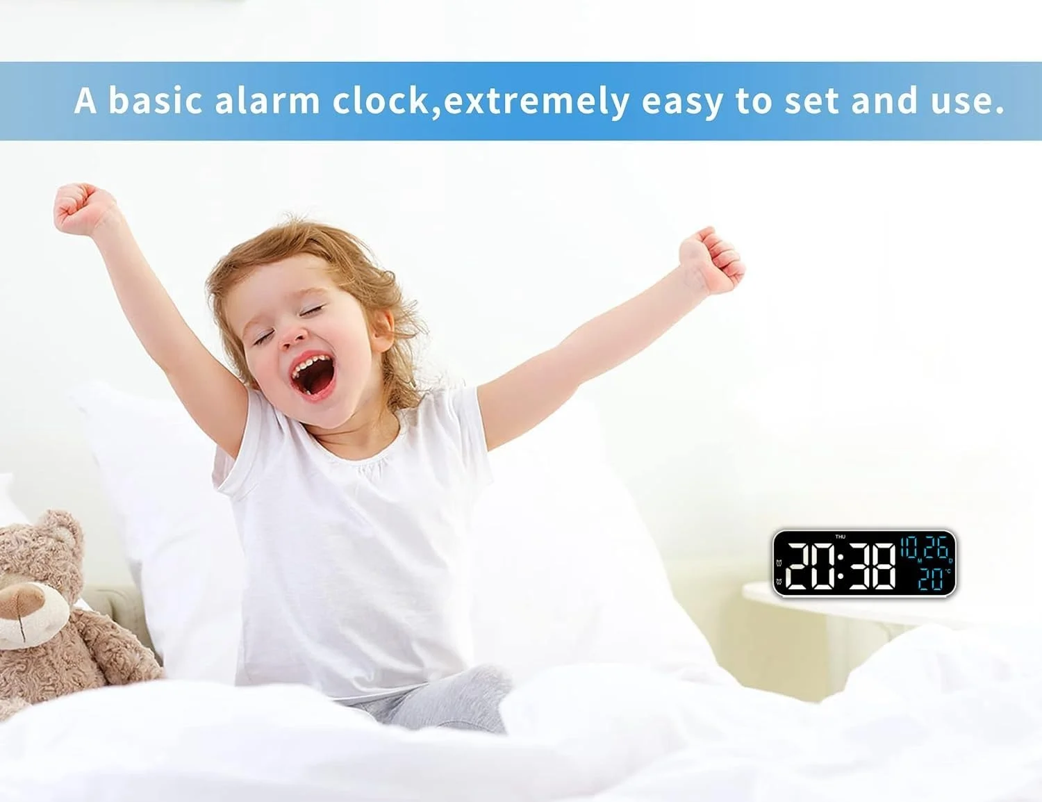 ساعت رومیزی Fohome با صفحه نمایش LED 7 اینچی، نمایشگر تاریخ/ماه/دما - 12/24 ساعته، مناسب برای خانه، اتاق خواب، دفتر کار ساعت رومیزی Fohome با صفحه نمایش LED 7 اینچی، نمایشگر تاریخ/ماه/دما - 12/24 ساعته، مناسب برای خانه، اتاق خواب، دفتر کار