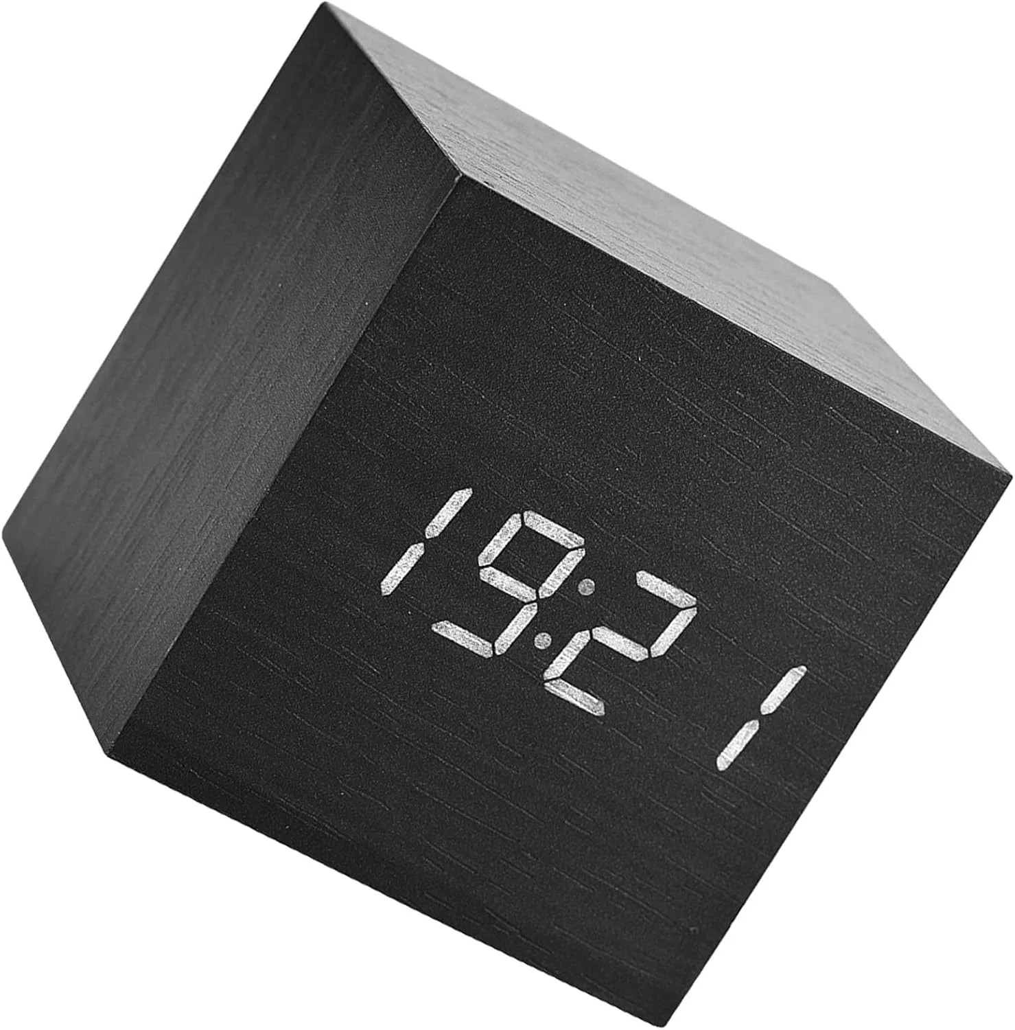 ساعت زنگ دار دیجیتال چوبی Jectse، ساعت رومیزی دیجیتال با کنترل صوتی، نمایشگر LED الکترونیکی زمان و تشخیص دما برای اتاق خواب، کنترل صوتی 6x6x6 سانتی متر (چوب سیاه +) ساعت زنگ دار دیجیتال چوبی Jectse، ساعت رومیزی دیجیتال با کنترل صوتی، نمایشگر LED الکترونیکی زمان و تشخیص دما برای اتاق خواب، کنترل صوتی 6x6x6 سانتی متر (چوب سیاه +)