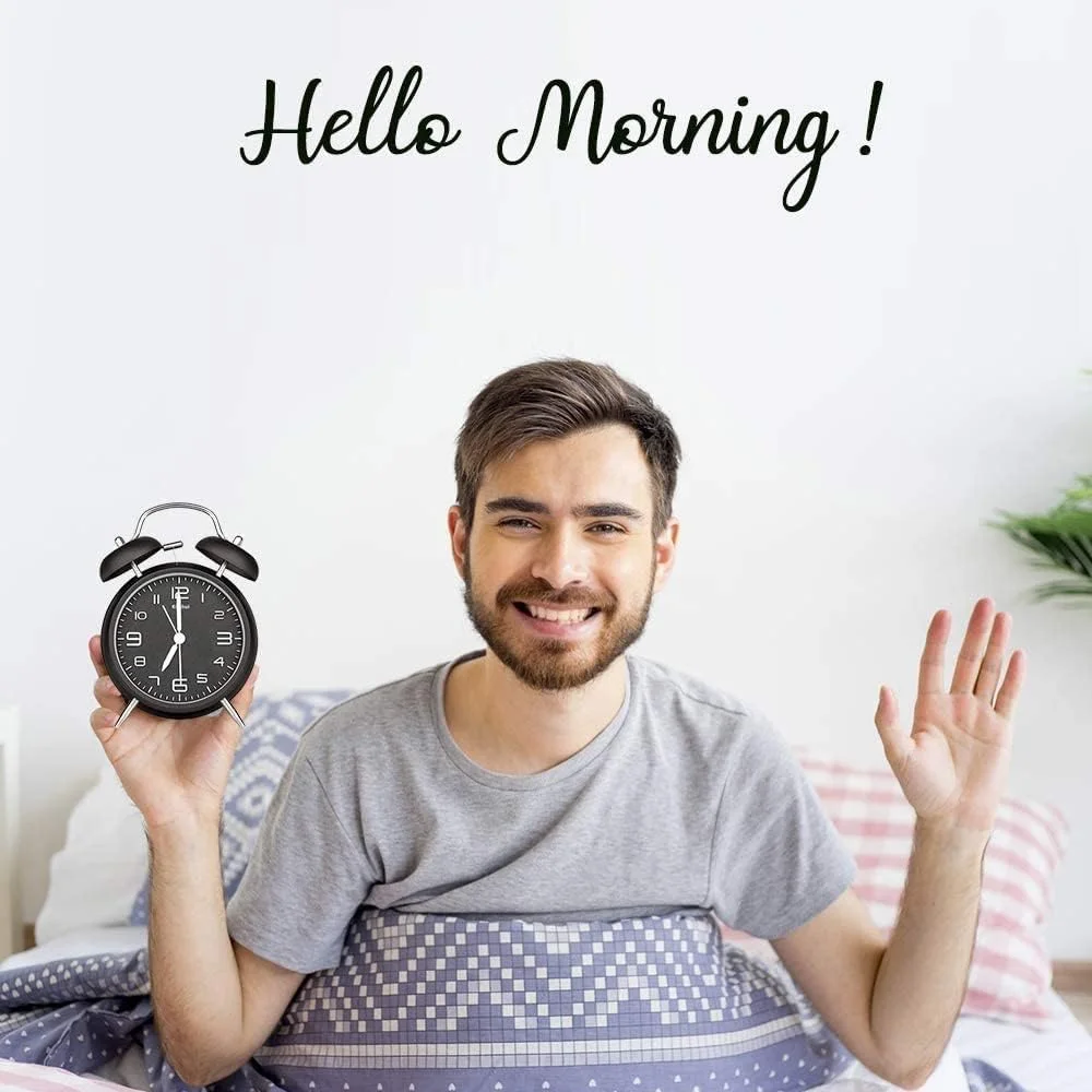 ساعت زنگ دار بلند HuanShiJingXuan برای کسانی که خواب سنگین دارند، ساعت زنگ دار دوقلو 4 اینچی بدون صدا - قاب فلزی با صفحه سه بعدی و عملکرد نور پس زمینه - ساعت رومیزی برای خانه و محل کار - مشکی کلاسیک