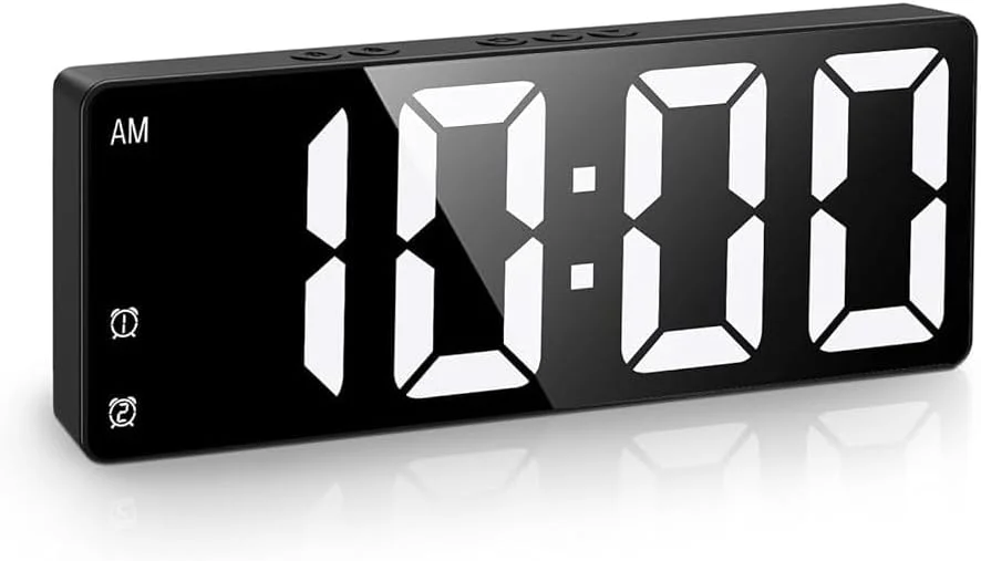 ساعت دیواری دیجیتال HASTHIP، ساعت زنگ دار LED برای اتاق خواب، ساعت رومیزی الکترونیکی با نمایشگر دما، کنترل صدا، 12/24 ساعته، ساعت کوچک برای دکور اتاق خواب (بدون آداپتور باتری)
