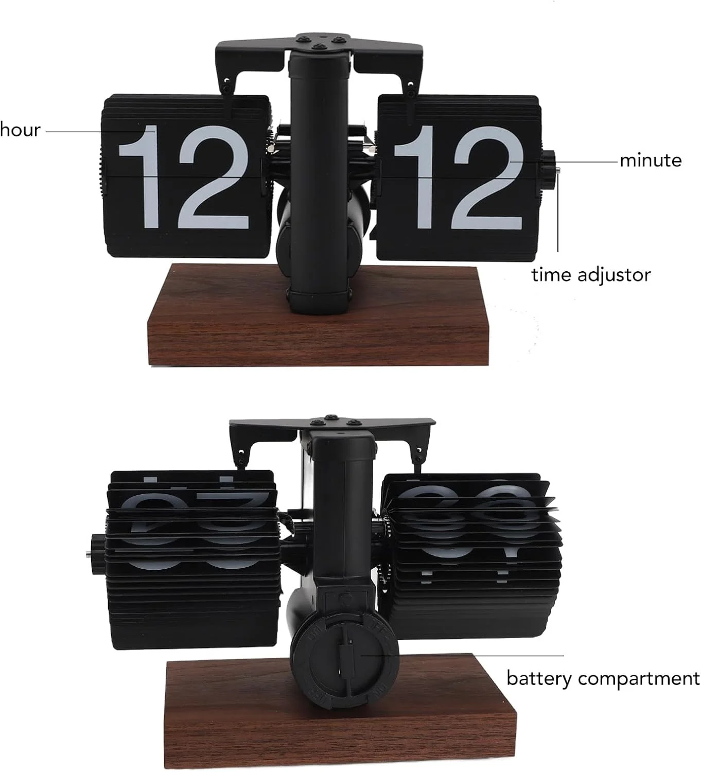 ساعت رومیزی چرخشی Gugxiom، ساعت رومیزی دیجیتال رترو با پایه چوبی گردو 24 ساعته، ساعت مکانیکی ذوب شونده با باتری و عملکرد چرخ دنده داخلی برای دکوراسیون منزل، اتاق و دفتر، Gugxiomwairxgfyo2 ساعت رومیزی چرخشی Gugxiom، ساعت رومیزی دیجیتال رترو با پایه چوبی گردو 24 ساعته، ساعت مکانیکی ذوب شونده با باتری و عملکرد چرخ دنده داخلی برای دکوراسیون منزل، اتاق و دفتر، Gugxiomwairxgfyo2