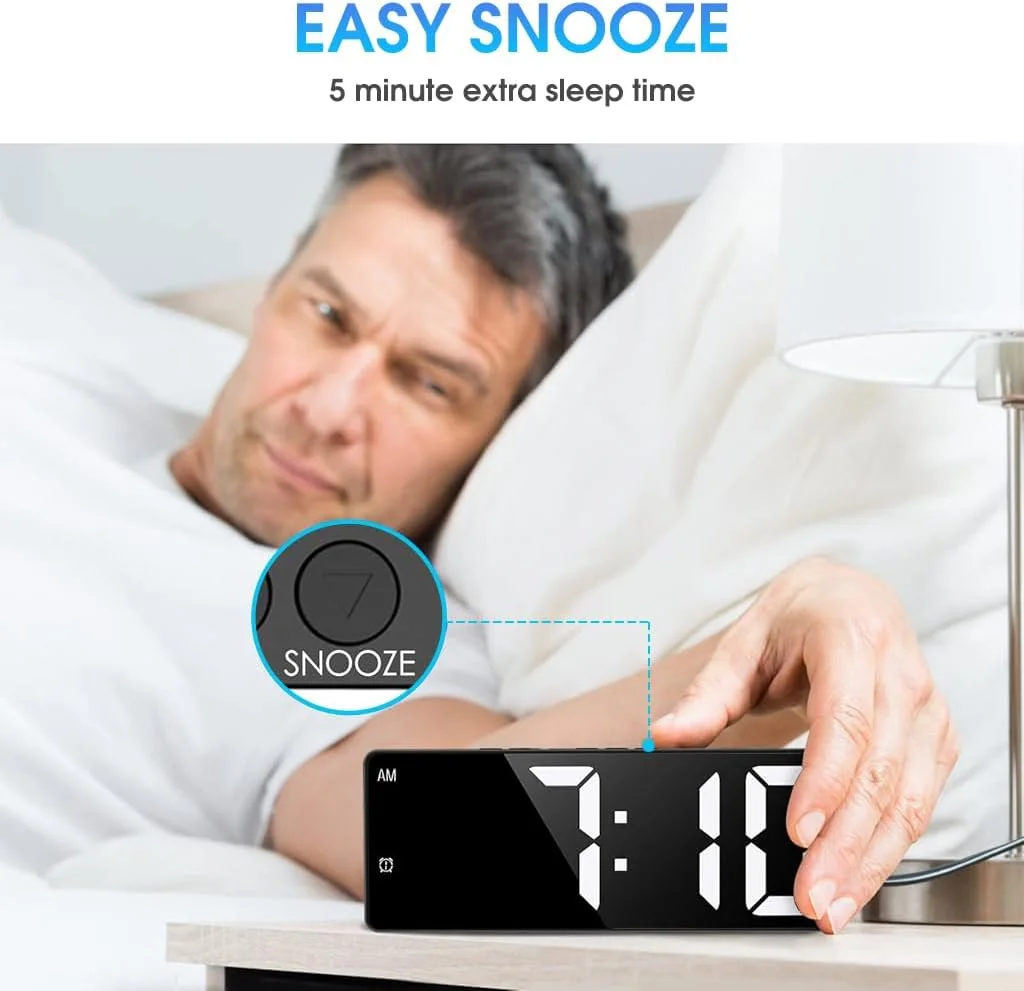 ساعت دیواری دیجیتال HASTHIP، ساعت زنگ دار LED برای اتاق خواب، ساعت رومیزی الکترونیکی با نمایشگر دما، کنترل صدا، 12/24 ساعته، ساعت کوچک برای دکور اتاق خواب (بدون آداپتور باتری) ساعت دیواری دیجیتال HASTHIP، ساعت زنگ دار LED برای اتاق خواب، ساعت رومیزی الکترونیکی با نمایشگر دما، کنترل صدا، 12/24 ساعته، ساعت کوچک برای دکور اتاق خواب (بدون آداپتور باتری)