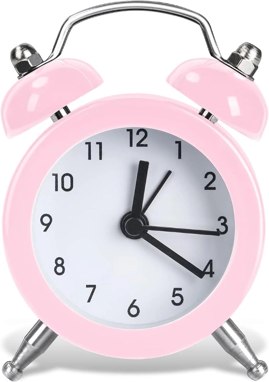 ساعت زنگ دار کوچک و جمع و جور بدون صدا KASTWAVE - ساعت رومیزی با باتری با سبک قدیمی برای اتاق خواب، آشپزخانه و میز - زنگ بلند، رنگ صورتی (باتری ها شامل نمی شوند)