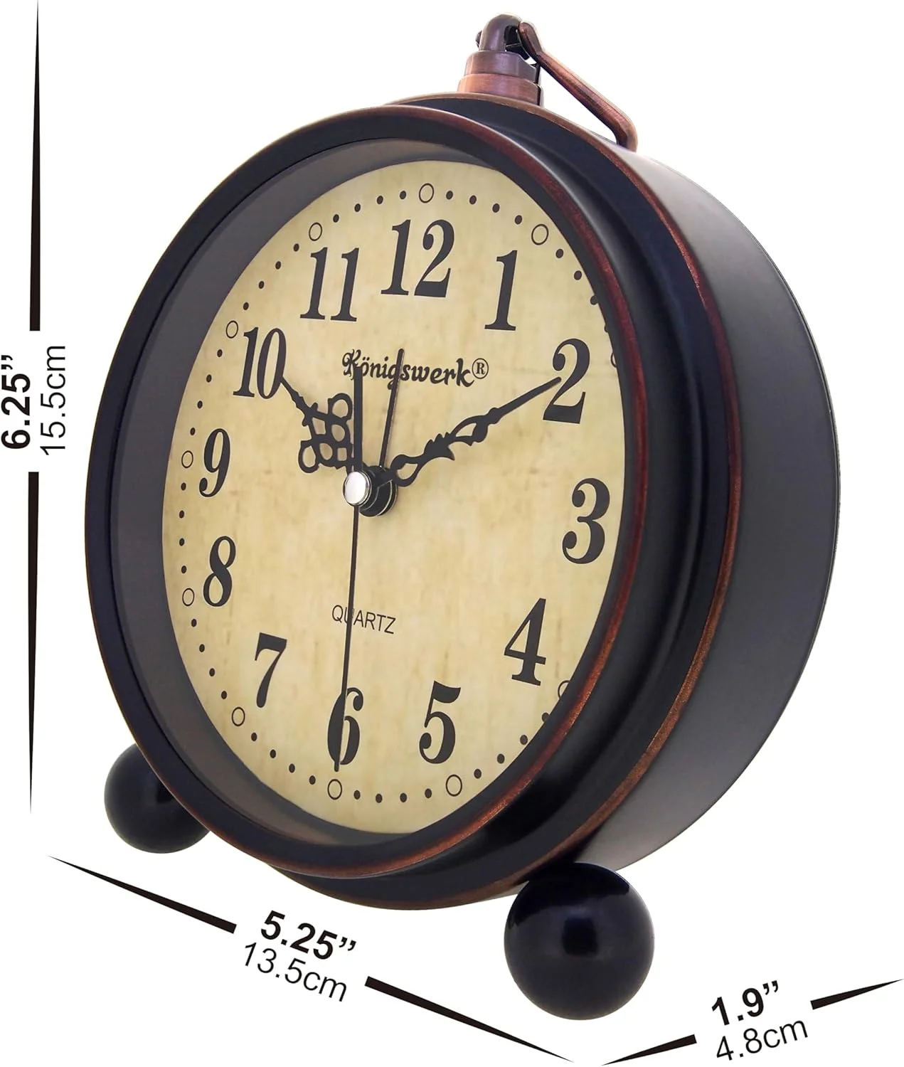 ساعت رومیزی آنالوگ Königswerk با طرح قدیمی و اعداد بزرگ، بدون صدا، با حرکت روان ثانیه شمار، با باتری و زنگ هشدار بلند (کلاسیک) ساعت رومیزی آنالوگ Königswerk با طرح قدیمی و اعداد بزرگ، بدون صدا، با حرکت روان ثانیه شمار، با باتری و زنگ هشدار بلند (کلاسیک)