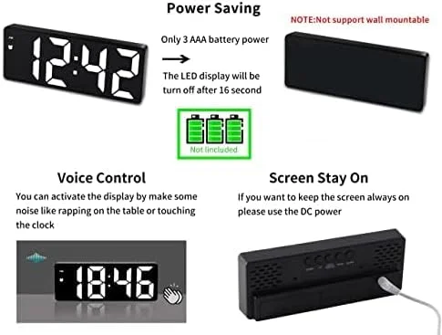 ساعت زنگ دار دیجیتال LED هوشمند، ساعت رومیزی الکترونیکی با 3 سطح روشنایی قابل تنظیم، ساعت کنترل صوتی با نمایش تاریخ/ماه/دما برای اتاق خواب (باتری ها شامل می شوند) ساعت زنگ دار دیجیتال LED هوشمند، ساعت رومیزی الکترونیکی با 3 سطح روشنایی قابل تنظیم، ساعت کنترل صوتی با نمایش تاریخ/ماه/دما برای اتاق خواب (باتری ها شامل می شوند)