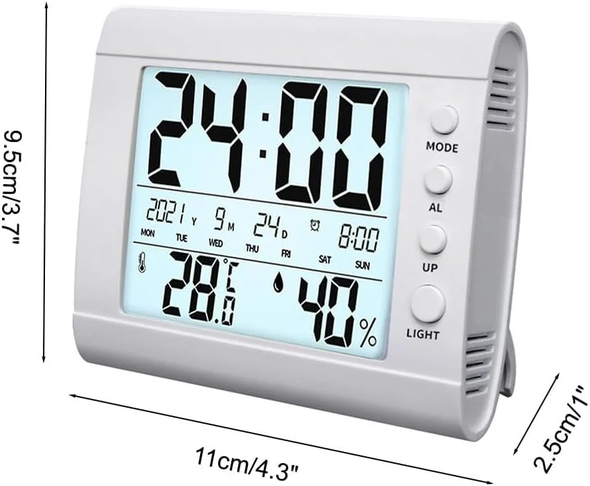 ساعت زنگ دار مسافرتی دیجیتال KASTWAVE، نمایشگر LCD با دما و رطوبت، ویژگی درخشش هوشمند، ساعت قابل حمل برای خانه، اتاق خواب، دفتر ساعت زنگ دار مسافرتی دیجیتال KASTWAVE، نمایشگر LCD با دما و رطوبت، ویژگی درخشش هوشمند، ساعت قابل حمل برای خانه، اتاق خواب، دفتر